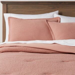 Threshold - Twin/Twin Extra Long Trad Washed Waffle Weave Comf Light Pink